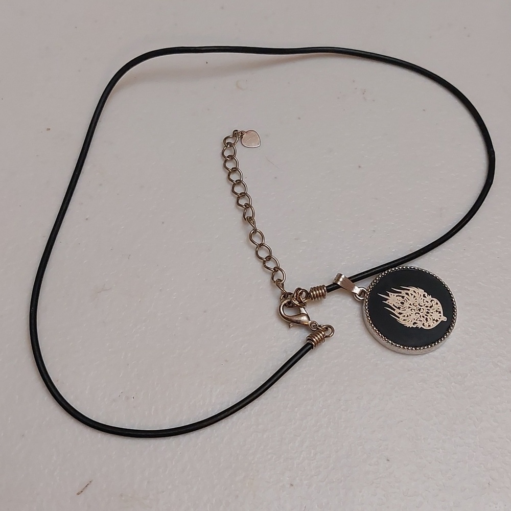 Intricate Symbolic Design Round Enameled Pendant Men's Necklace - Picture 4 of 4